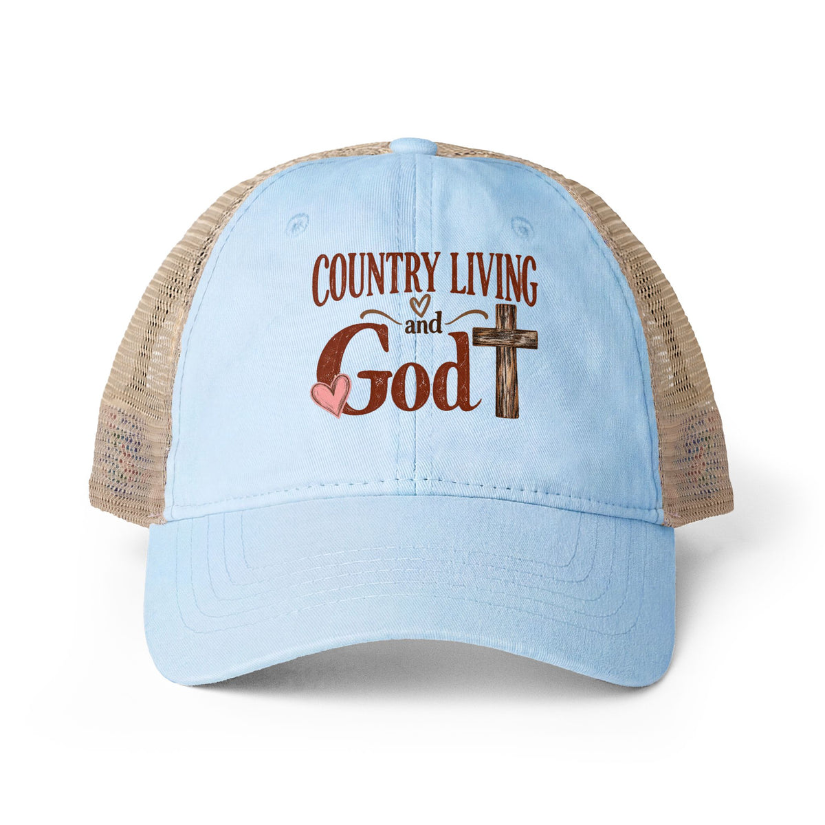 Women's Washed Mesh Country and God cap
