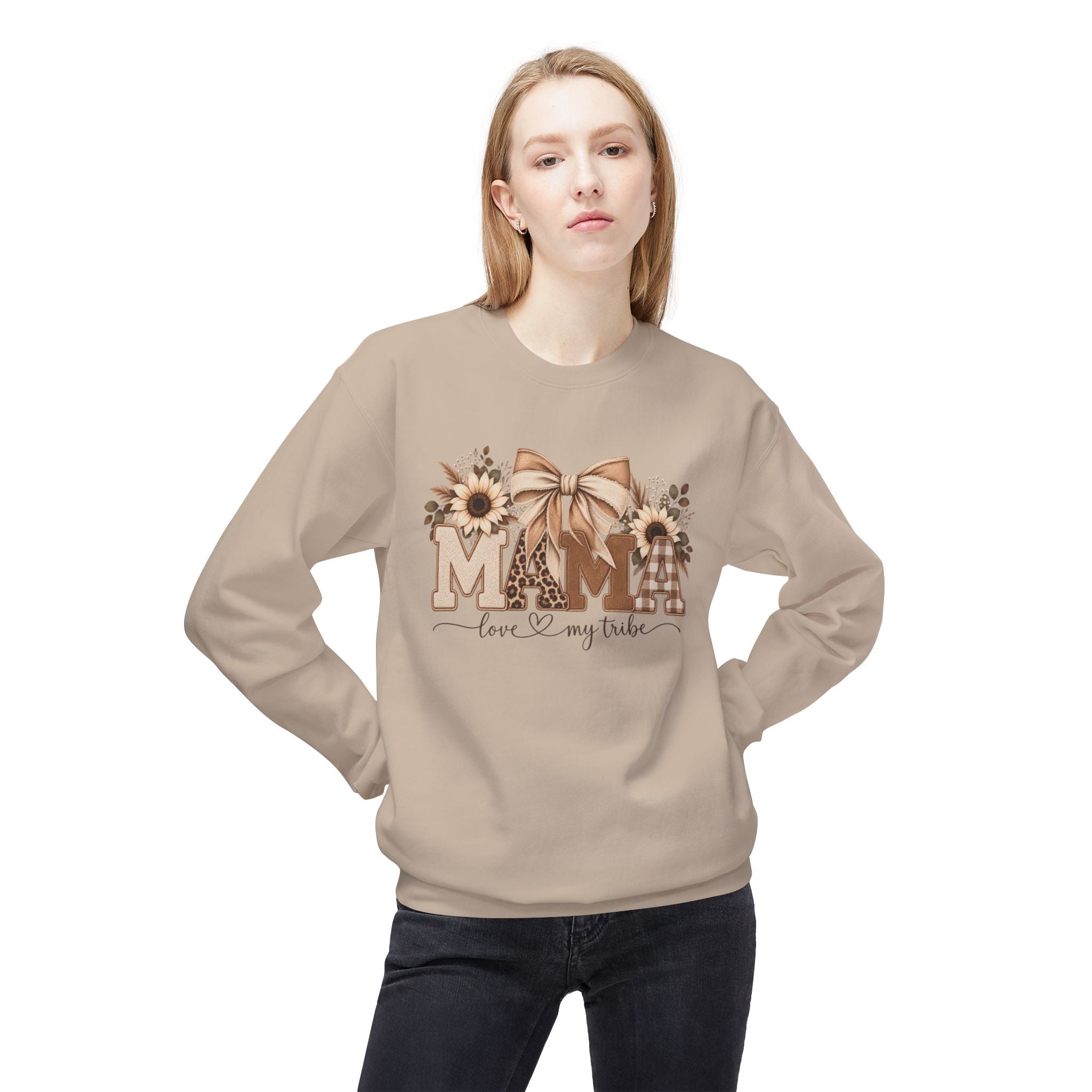 Mama Floral Sweatshirt – "Love My Tribe" Cozy Crewneck for Moms