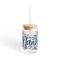 Nana Floral Sipper Glass — 16oz Daisies & Butterflies Tumbler with Bamboo Lid