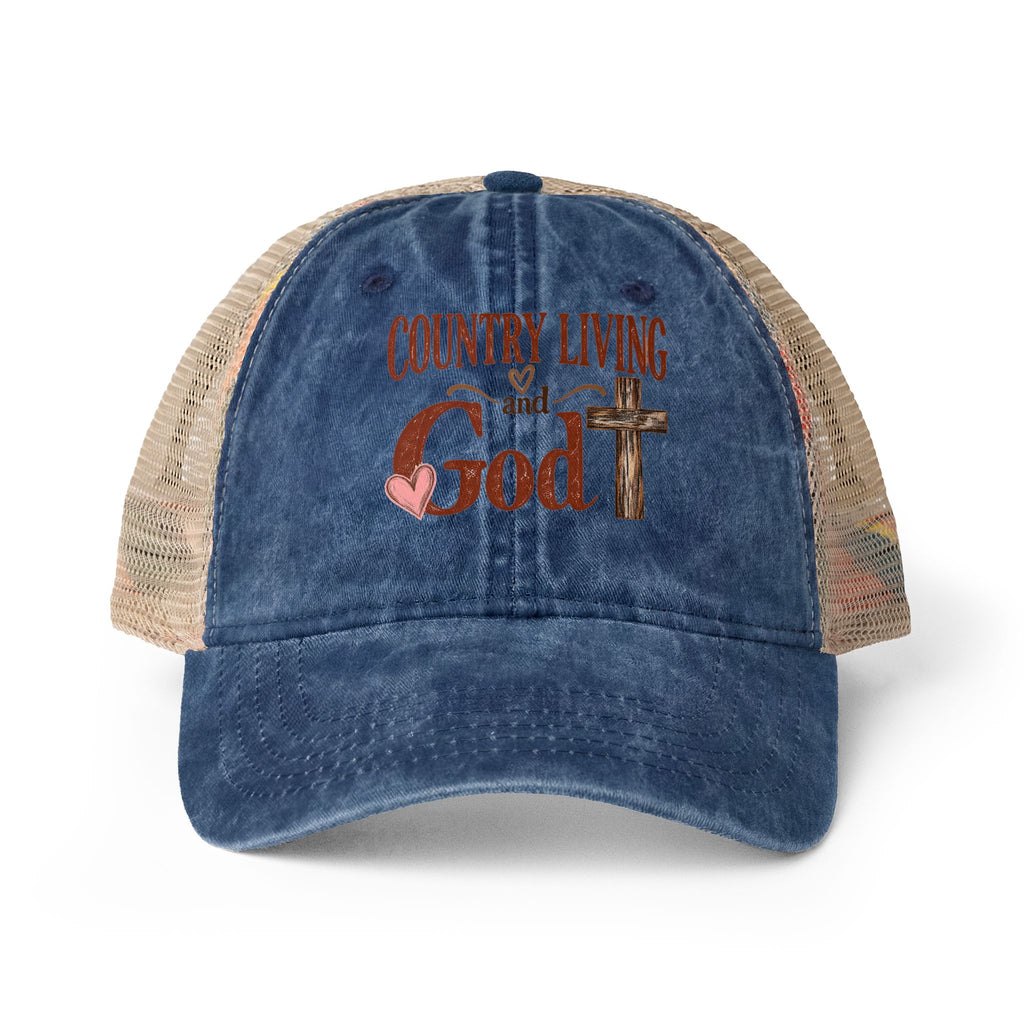 Women's Washed Mesh Country and God cap