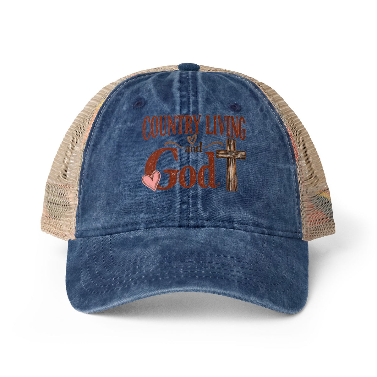 Women's Washed Mesh Country and God cap
