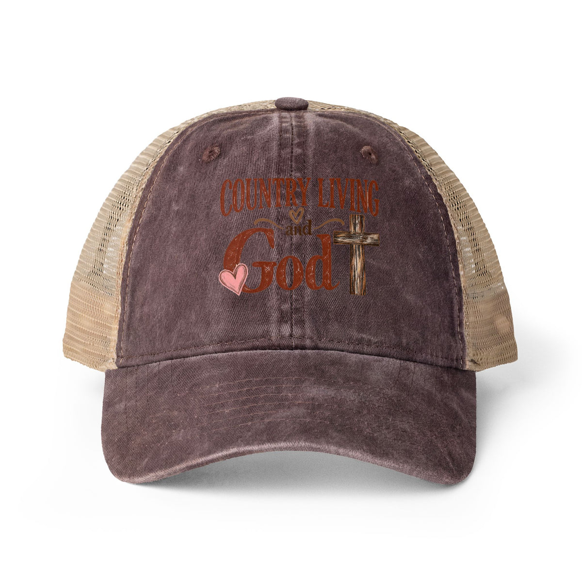 Women's Washed Mesh Country and God cap