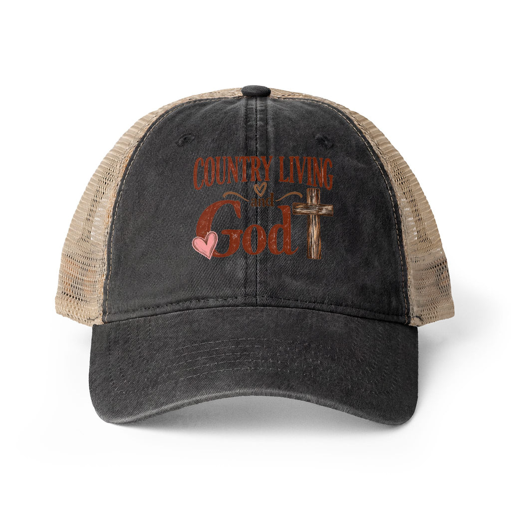 Women's Washed Mesh Country and God cap