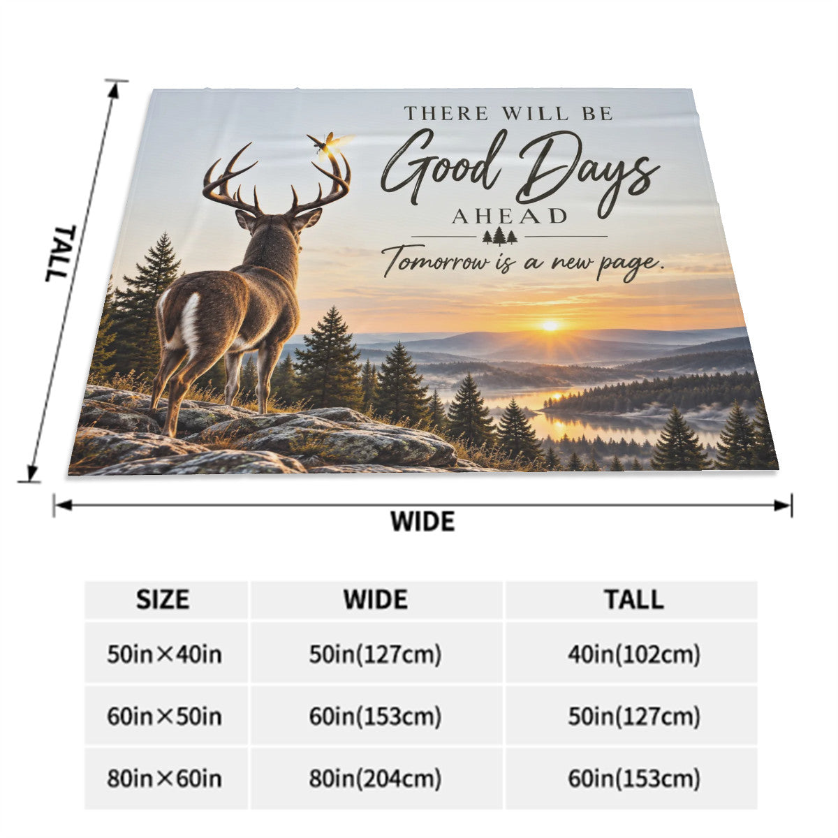 Good Days Ahead Men’s Deer Blanket – Inspirational Rustic Throw
