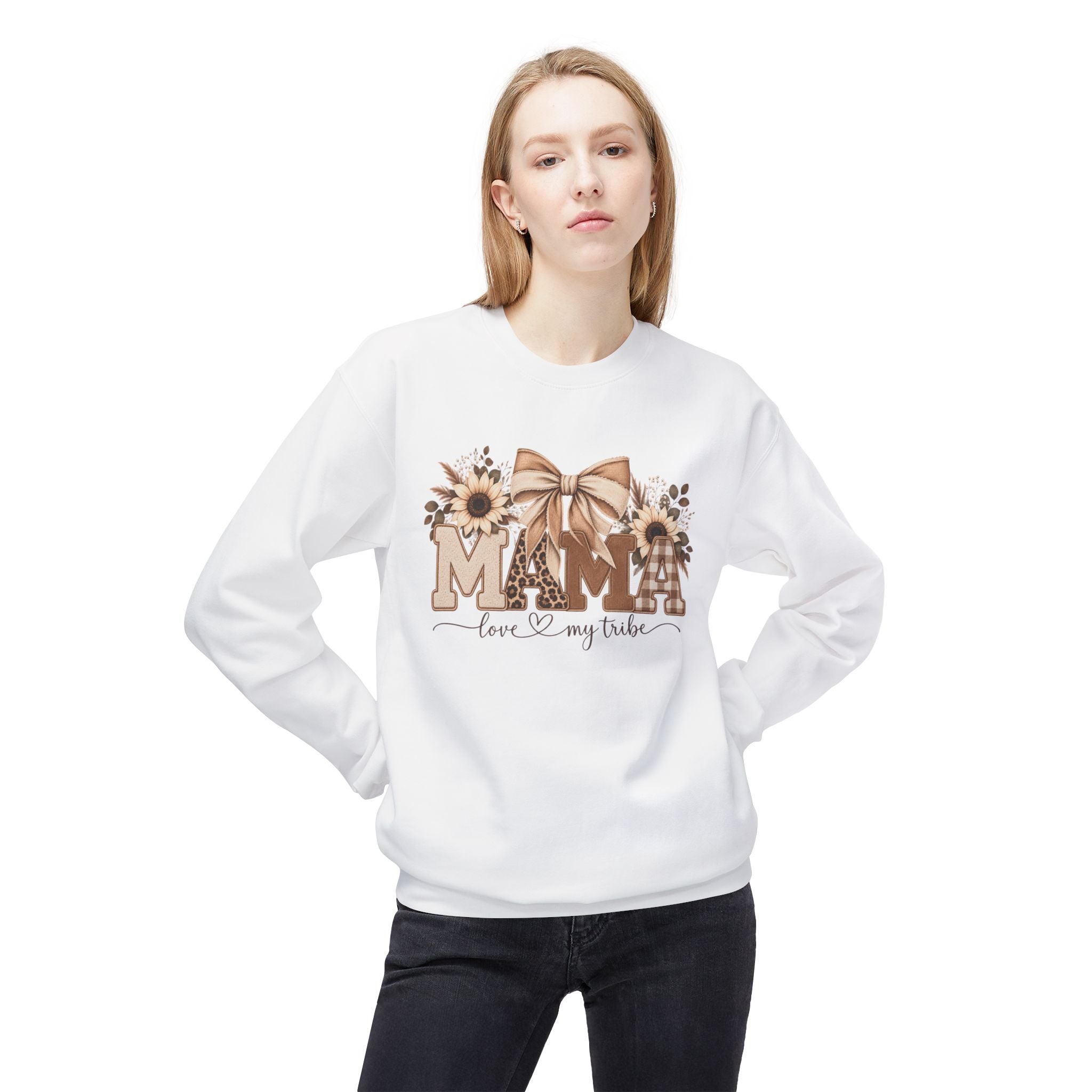 Mama Floral Sweatshirt – "Love My Tribe" Cozy Crewneck for Moms