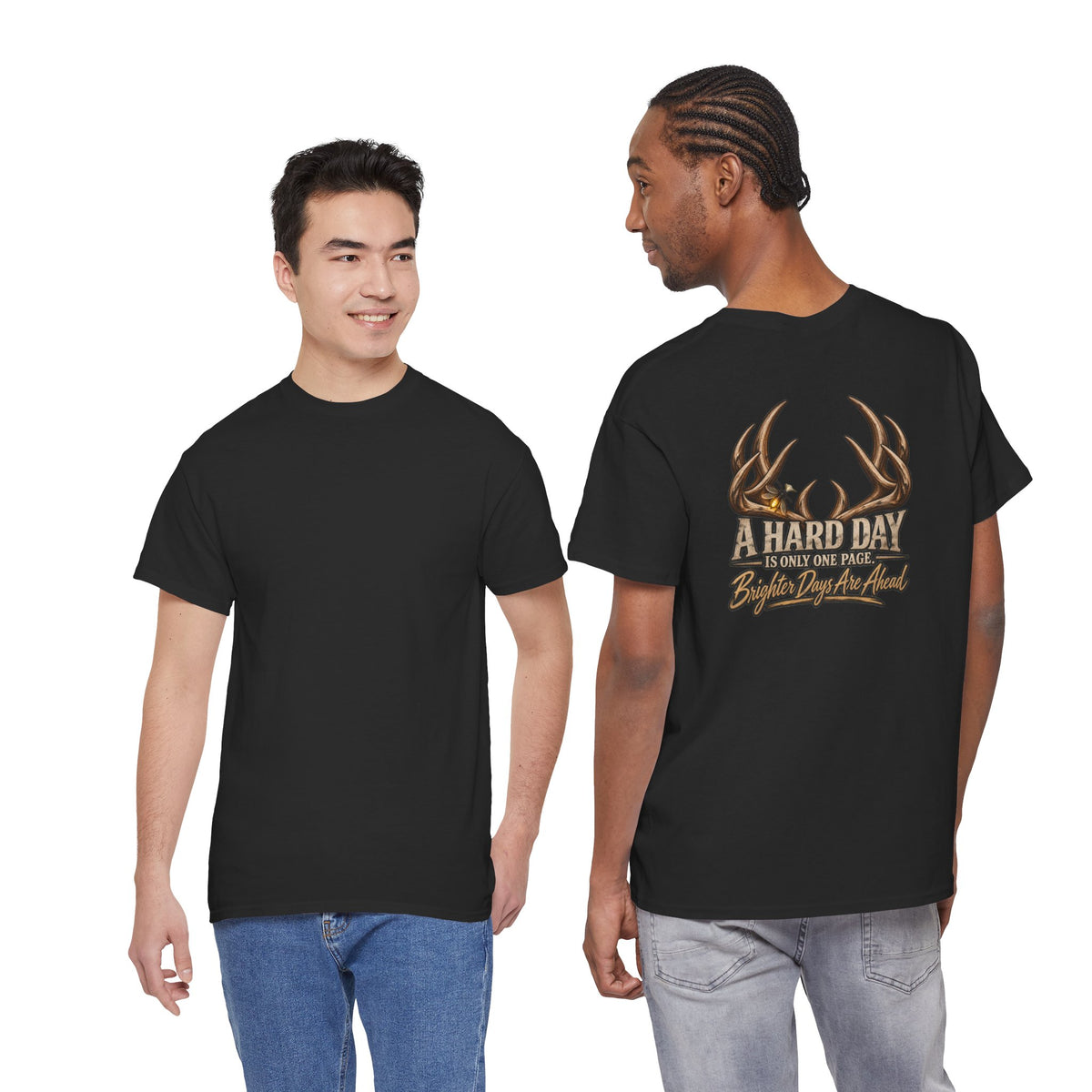 Deer Antlers 'A Hard Day' Graphic Tee — Hunting Outdoors Shirt