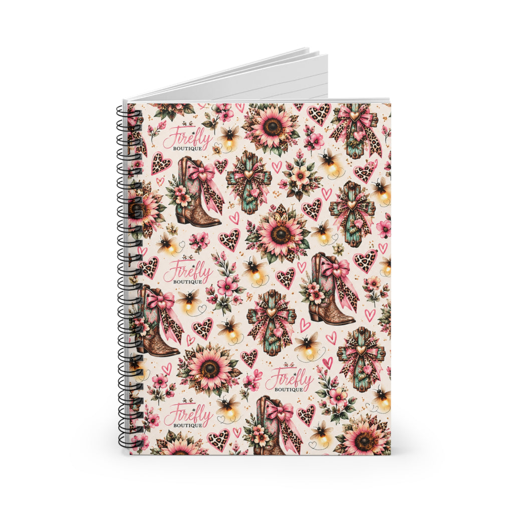 Firefly Boutique Country Faith Spiral Notebook – Pink Western FloralSpiral