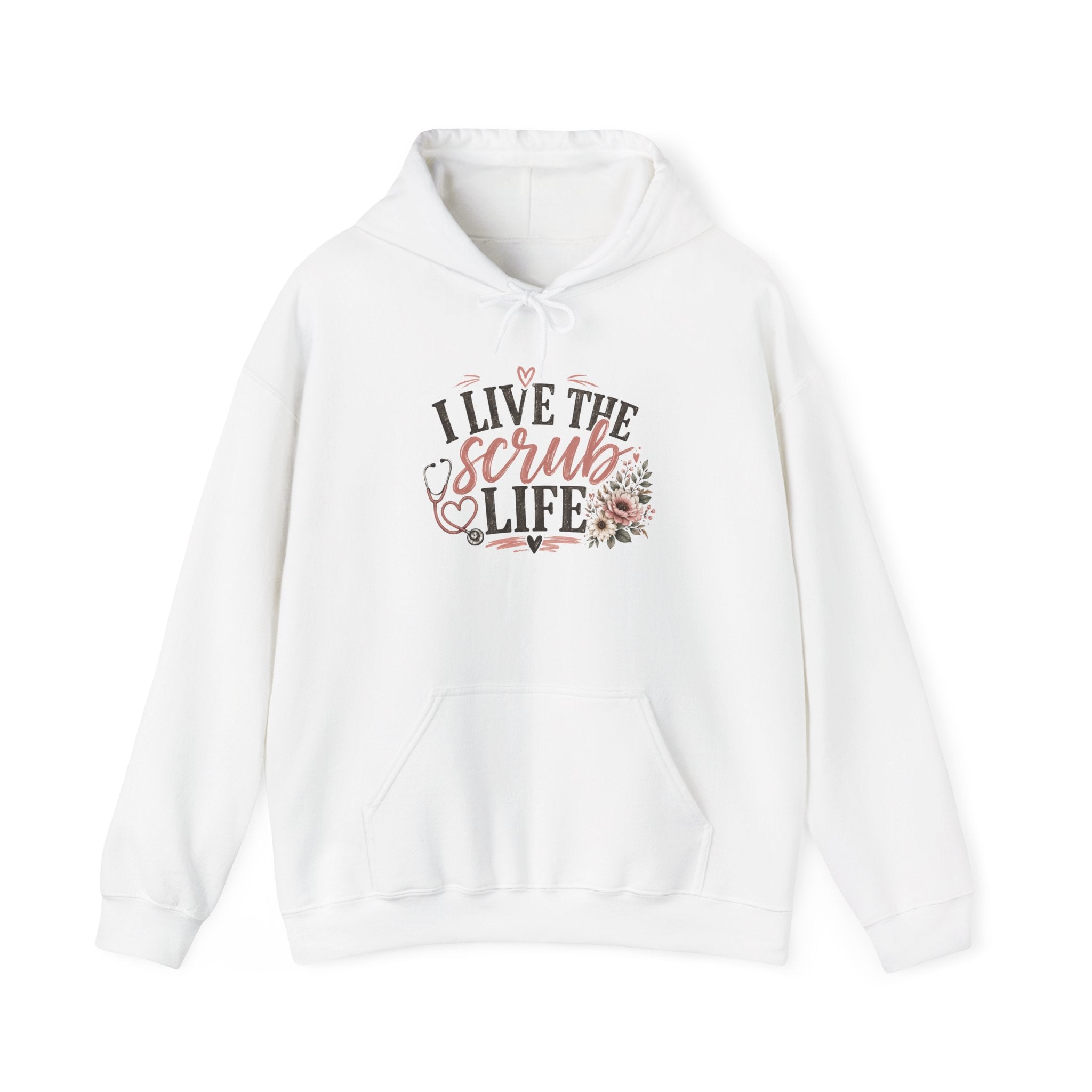 Scrub Life Hoodie — "I Live the Scrub Life" Floral Nurse Hooded Sweatshirt