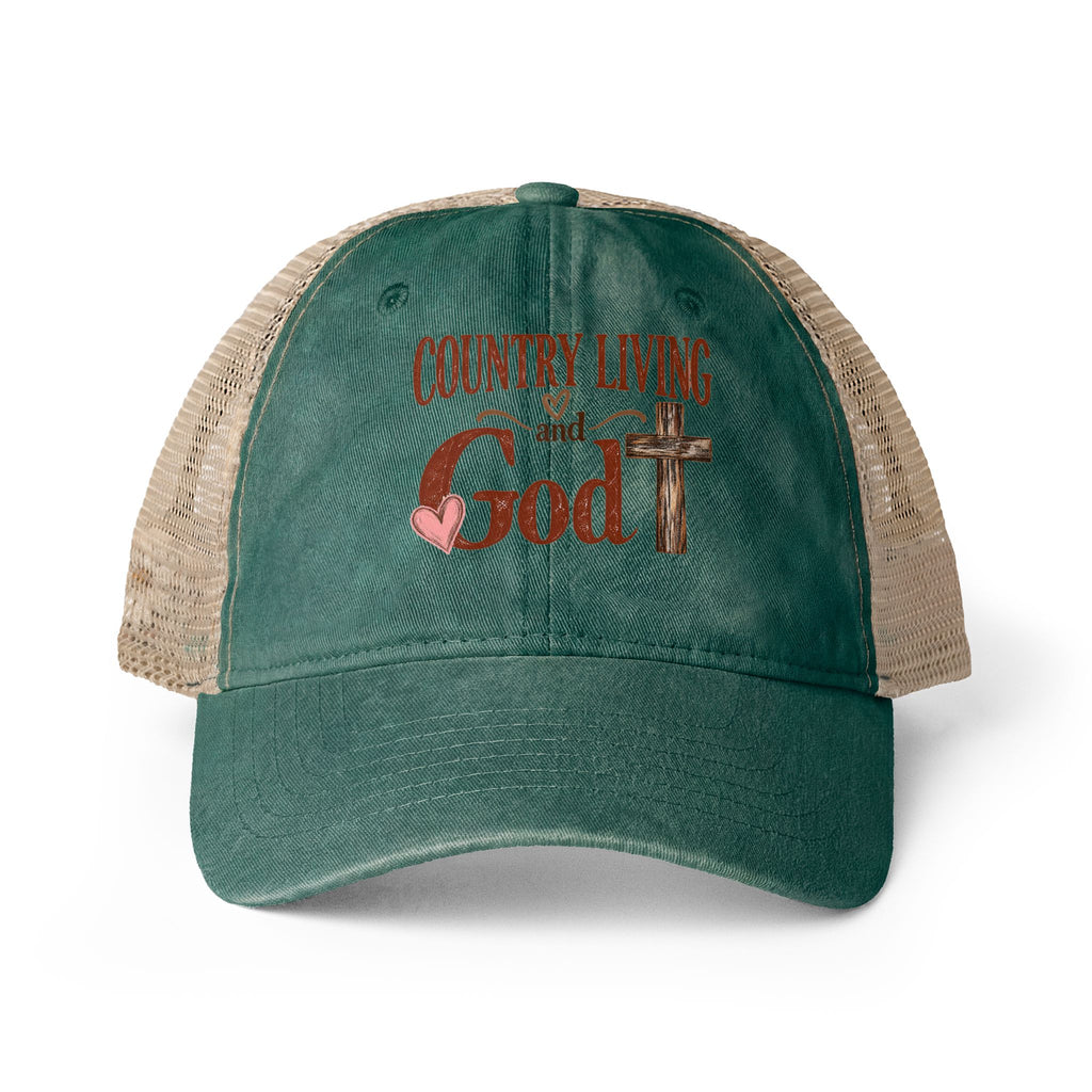 Women's Washed Mesh Country and God cap